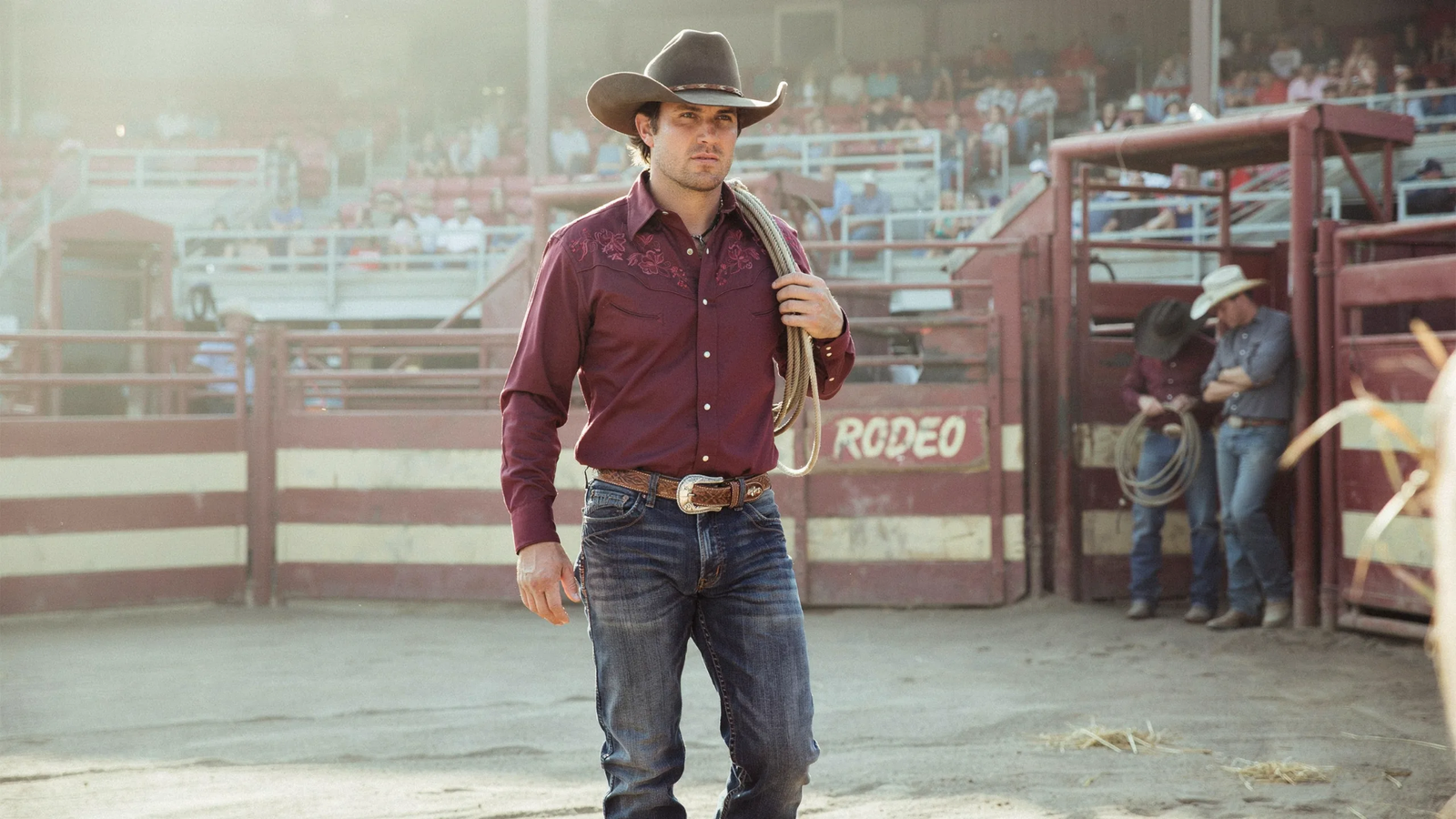 Cowboy outfit designed for rodeos and Western events.