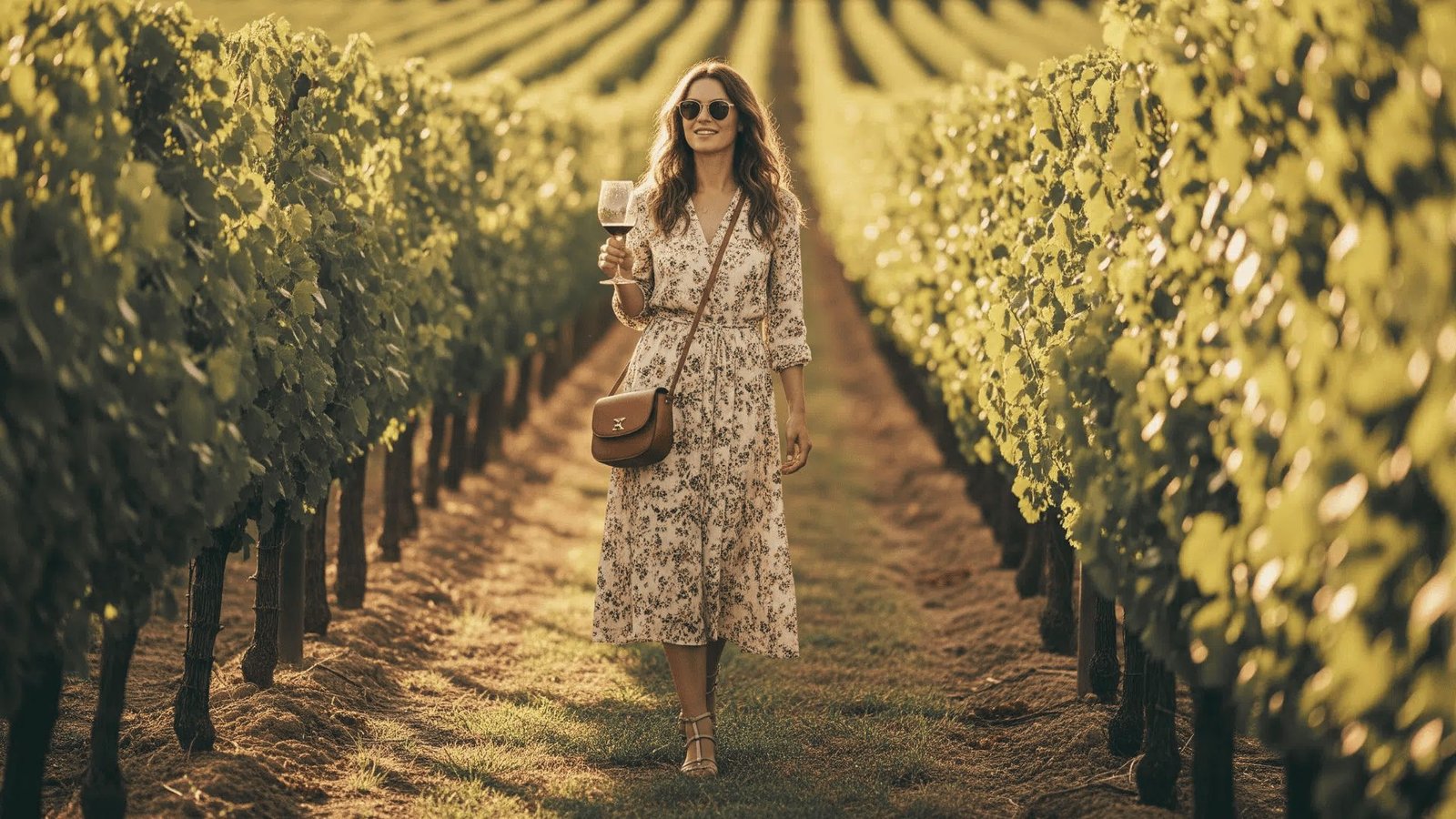 Harvest festival winery outfit in seasonal colors.