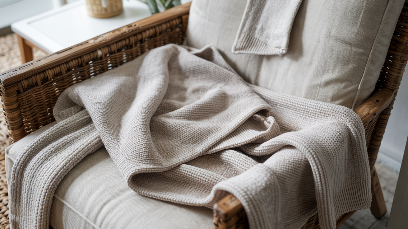 Lightweight neutral knit sweaters displayed in a cozy coastal-inspired setting, perfect for relaxed layering in everyday outfits.
