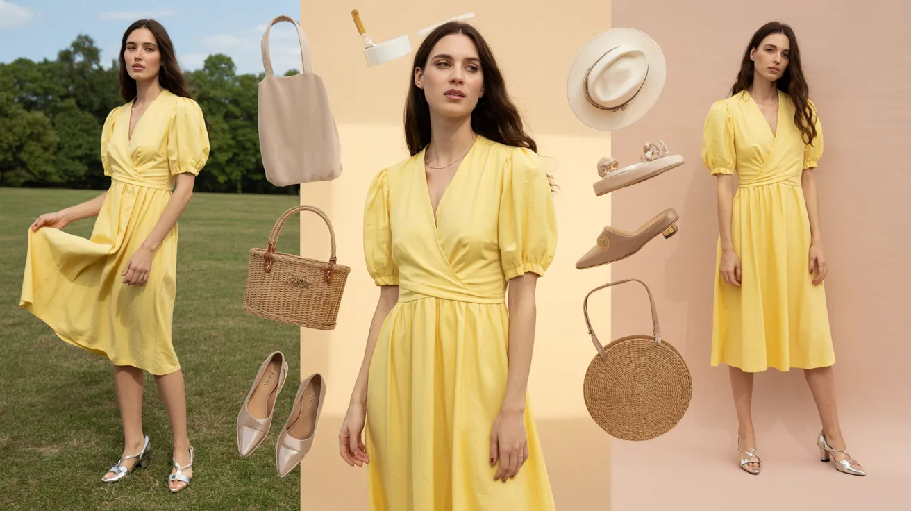 Woman in yellow dress styled for multiple occasions showing versatile fashion outfit options.