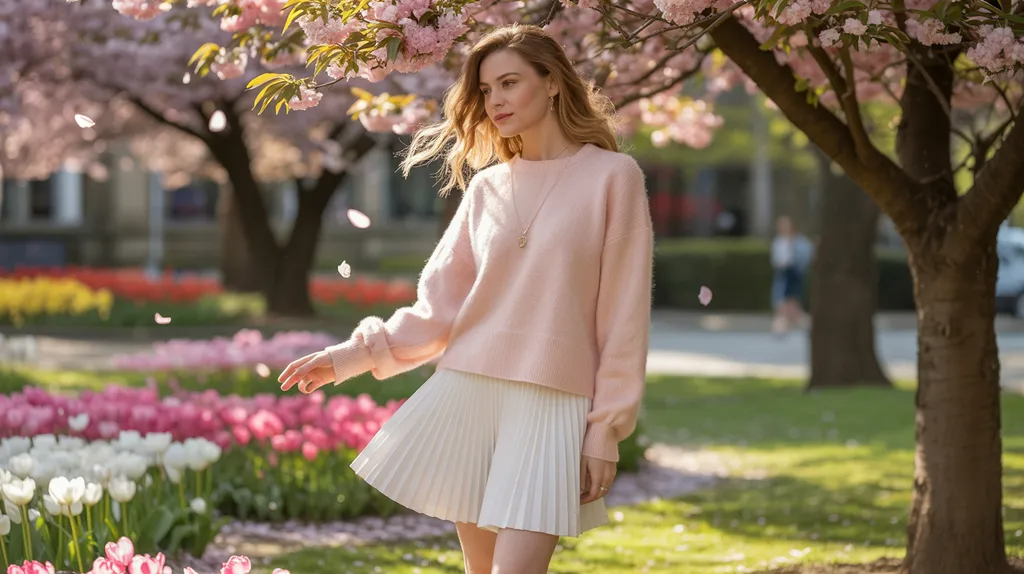 Lightweight sweater paired with a skort for spring