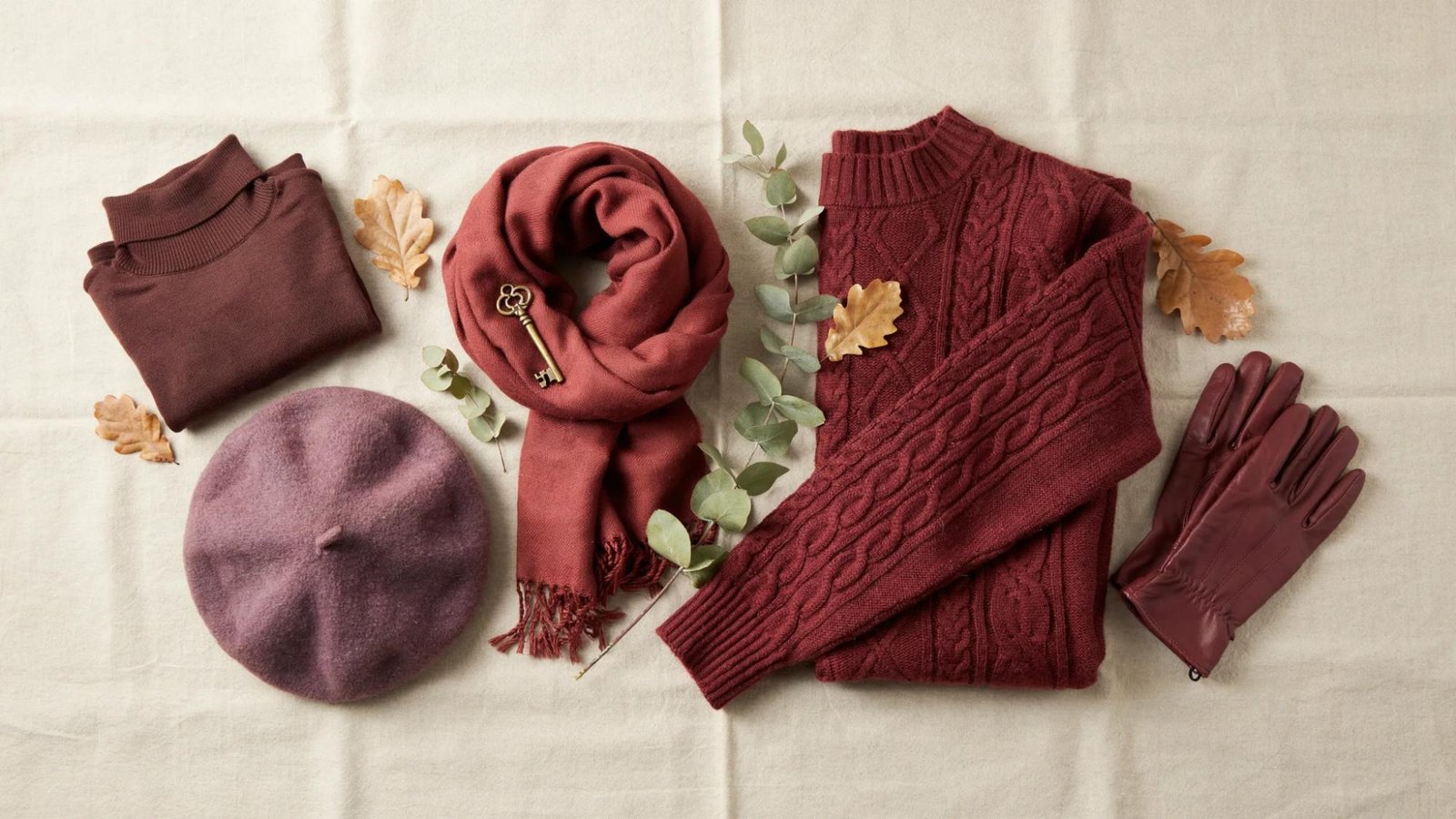 Wine-colored fashion items suitable for casual styling.
