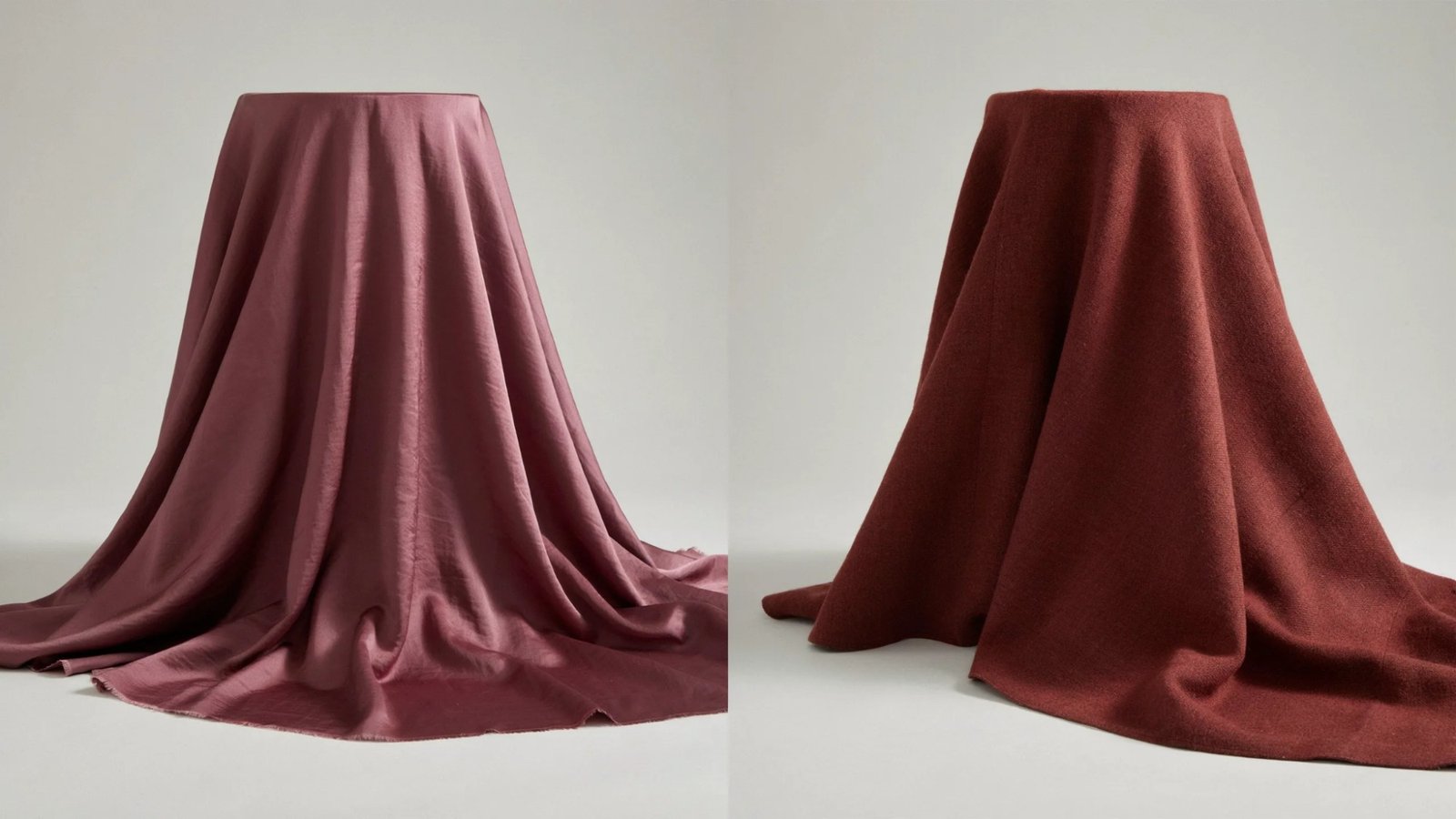 Side-by-side comparison of wine and burgundy color shades.