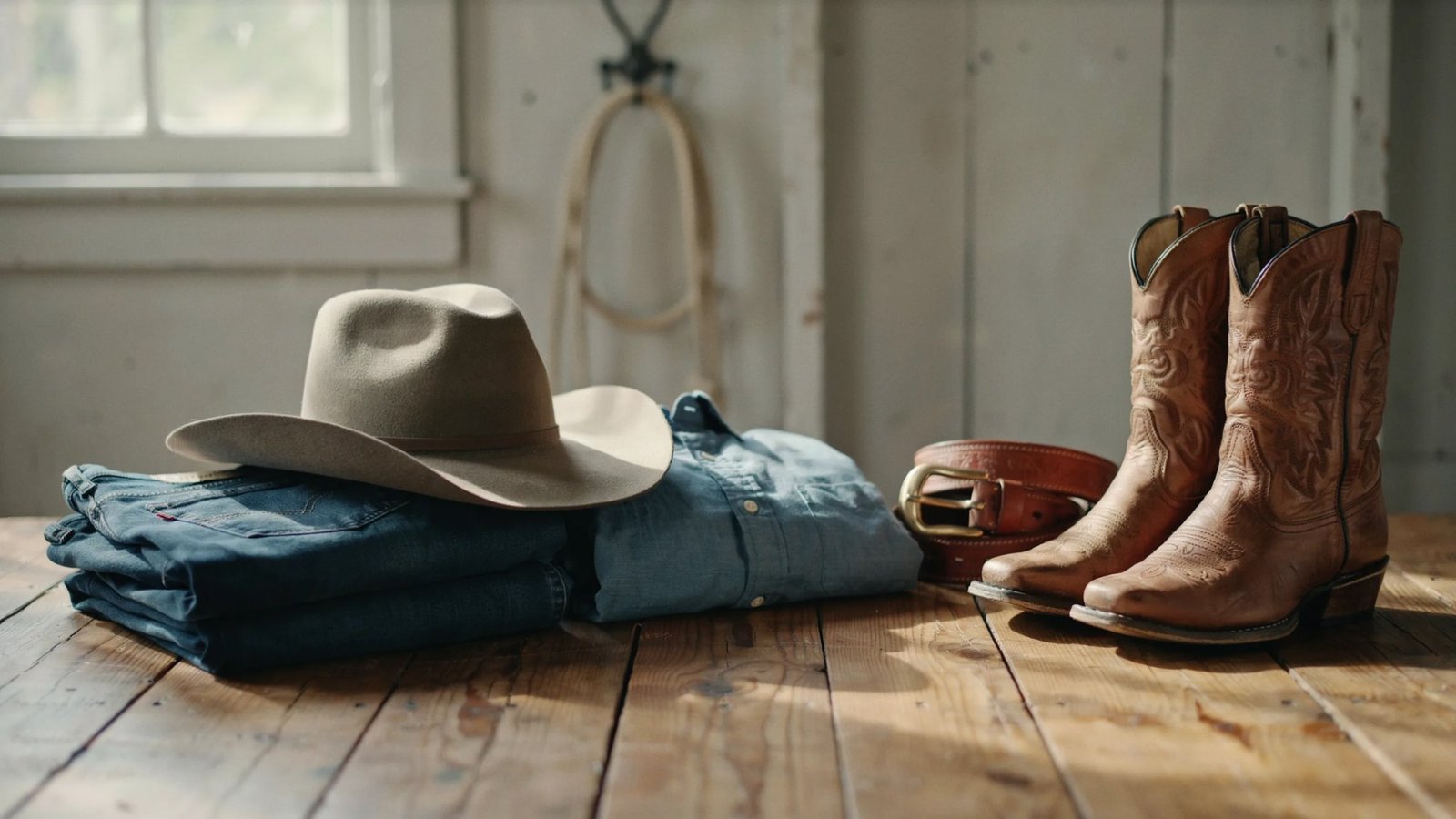 Simple and practical cowboy wardrobe with essential Western clothing.